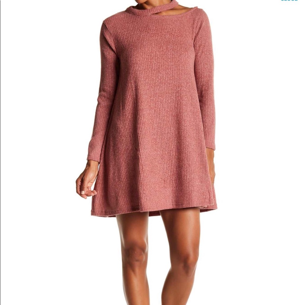 Pink A-Line Sweater Dress